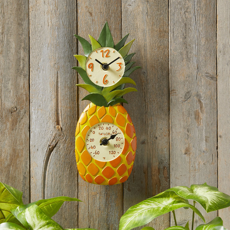 Taylor 12" Pineapple Clock With Thermometer & Reviews Wayfair Canada